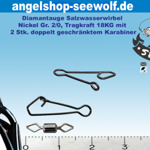 Diamantauge-Angelwirbel mit Karabiner Tragkraft 18KG Größe 6# Wirbel an der Schnur durch die Ringe ziehen
