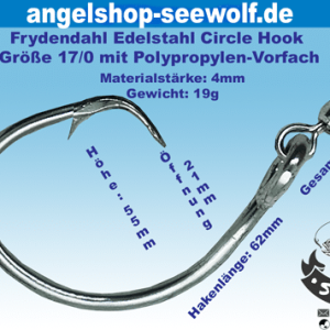 Circle Hook Größe 17/0 mit 120KG-Wirbel und Polypropylen-Vorfach Salzwasser-Angelhaken Heilbutt-Angelhaken Norwegen-Angeln