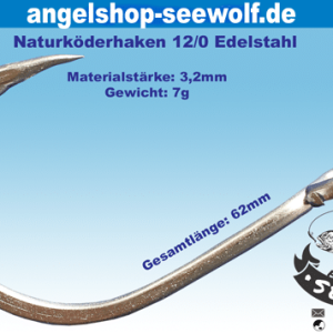 Edelstahl-Angelhaken Größe 12/0 Naturköder-Angelhaken Heilbutt-Haken Edelstahl-Haken Norwegen-Angeln