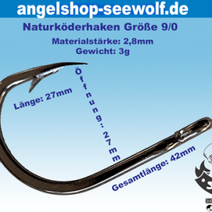 Naturköder-Angelhaken Größe 9/0 Edelstahl-Angelhaken Hochseeangeln Norwegen-Angeln Tropen-Angelhaken