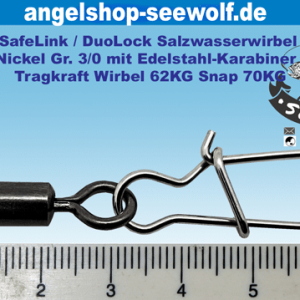Angelwirbel SafeLink-Wirbel Tragkraft 62KG mit 70KG Verschluss Größe 3/0 Premium Qualität Heilbutt- Norwegen-Angeln