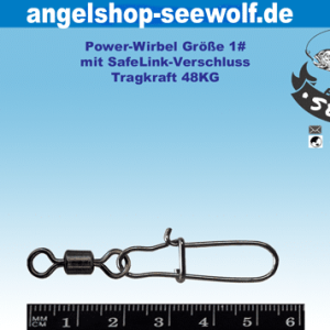 Angelwirbel Power-Wirbel Tragkraft 48KG Größe 1# mit SafeLink-Snap Premium-Qualität