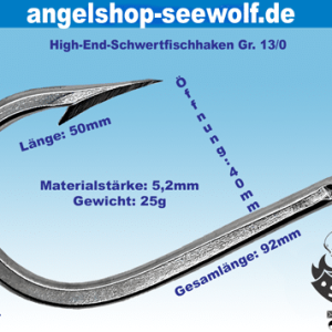 High-End Schwertfisch-Angelhaken Größe 13/0 Big Game Fishing Hochseeangeln Norwegenangeln Marlinangeln
