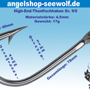 Thunfisch-Angelhaken Größe 9/0 High-End Big Game Angelhaken Hochsee-Angeln Zackenbarsch-Angeln Kobia-Angeln